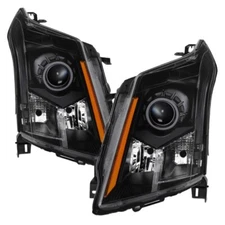 For 2010-2016 Cadillac SRX Halogen w/LED Projector Headlights Black Left+Right