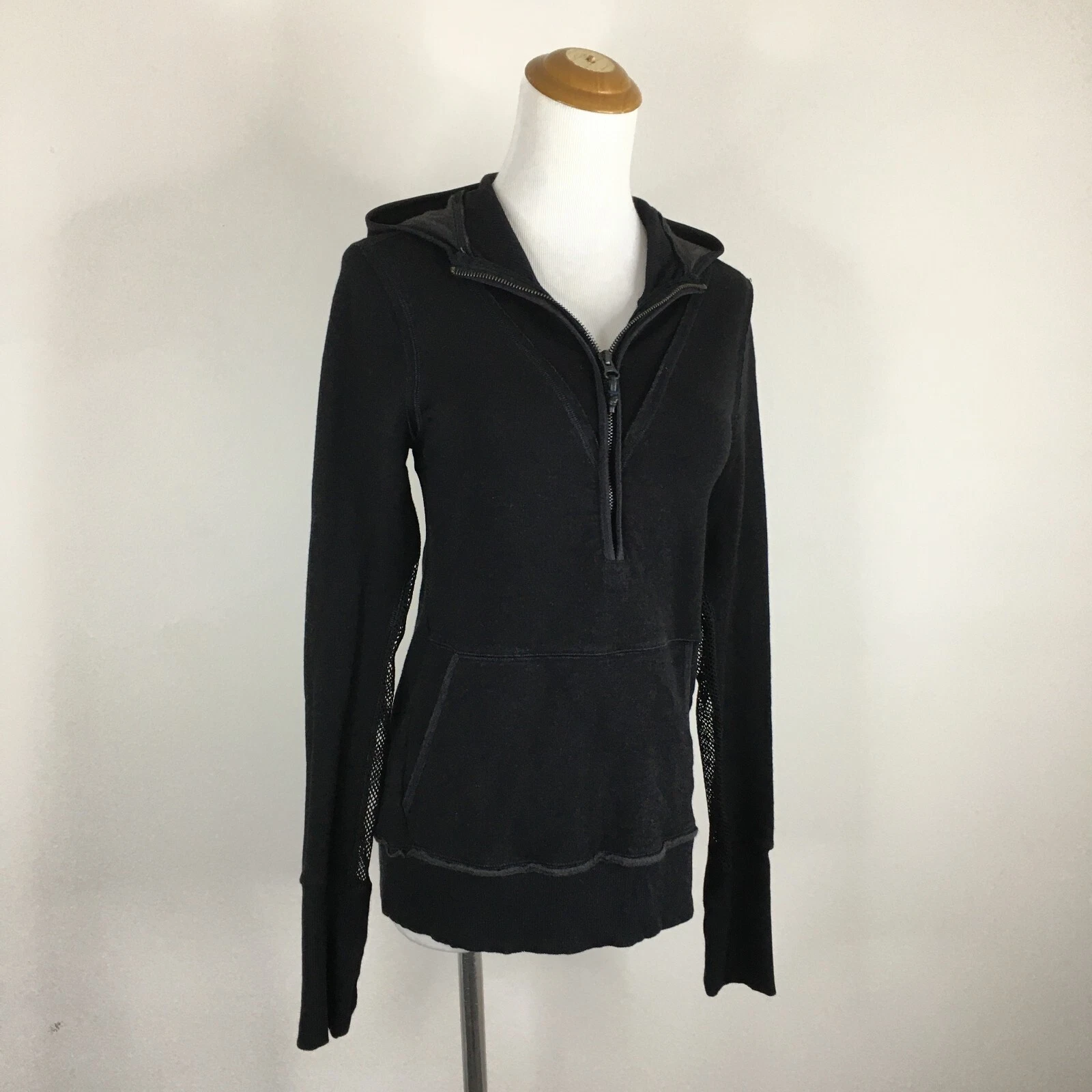 free-people-movement sheer mesh insert hooded pullover jacket