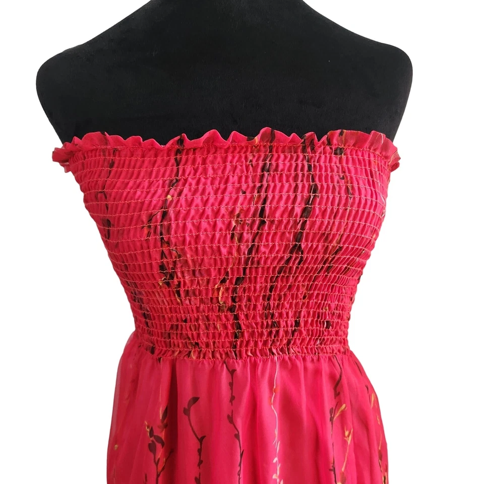 XXI Strapless Maxi Dress S USA Ruche Sex and City Carrie boho preppy chic Y2K - Image 3 of 4