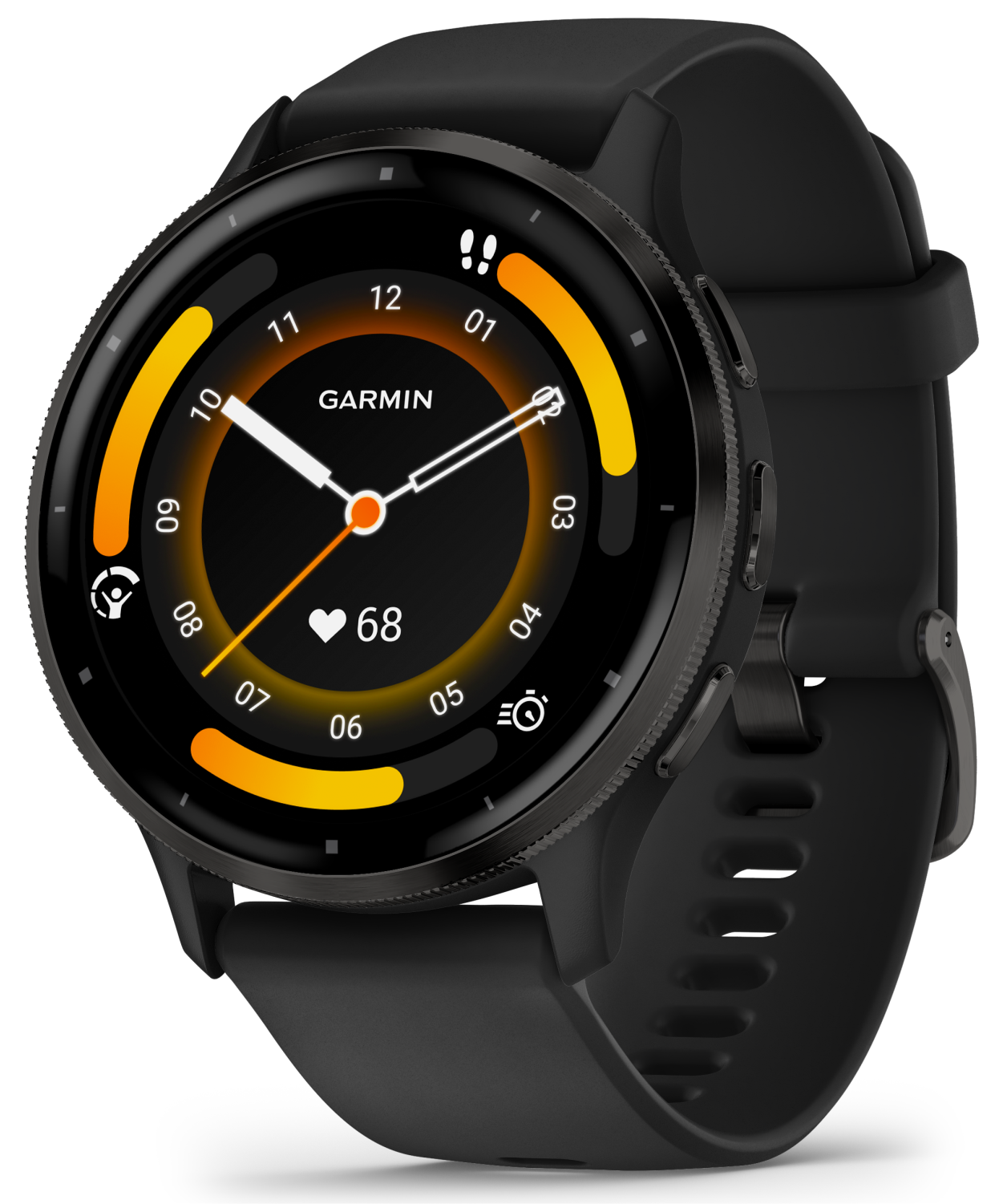 Garmin Venu 3 45mm Black Stainless Steel Smartwatch with Black Silicone Band-image
