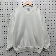Vintage 90s Russell Athletic Sweatshirt White Mens Medium Crewneck Pullover