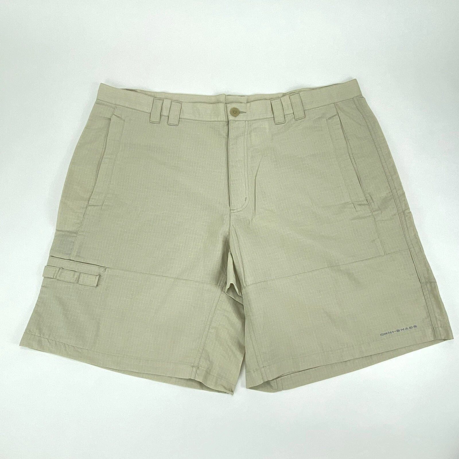 Columbia PFG Mens Fishing Shorts Beige Pockets Flat Front Lined 44