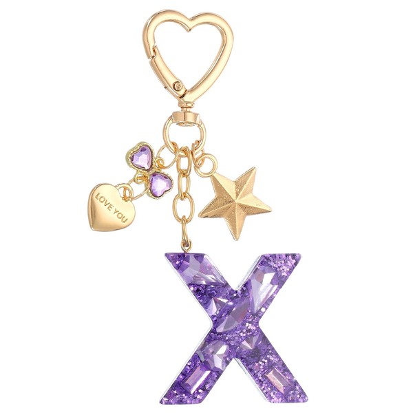 SchlüSselanhäNger Initial X FüR Frauen Bling Lila-image