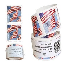 2022 U.S. Flag Forever Stamps 1 Coil of 100 – Sealed Roll, Mint Never Hinged