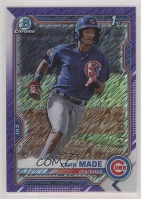 2021 Bowman Chrome Prospects Purple Shimmer Refractor 41/250 Kevin Made 0q4s