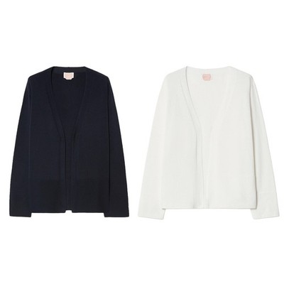 PERSONA by MARINA RINALDI Cotton V-Neck Cardigan, Button-Horn Look, 60 cm