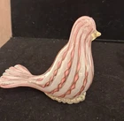Vintage Murano Style Zanfirico Glass Bird Figurine - Pink & White Latticino