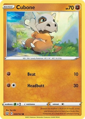 Cubone (069/163) Common NM SWSH05 SWSH05: Battle Styles Pokemon TCG