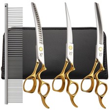 Dog Grooming Scissors,Curved Chunkers Shears Deg Grooming with Safety Round T...