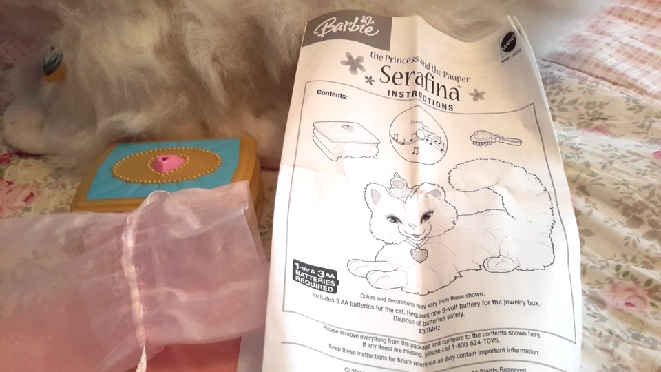 2004 Barbie's Serafina Cat w/ Toy Jewelry Box & CD, and Instructions flyer; - Image 4 of 4