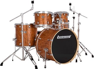 Ludwig Element Evolution 4 piece Drum Set with Hardware Cherry NO FLOOR TOM