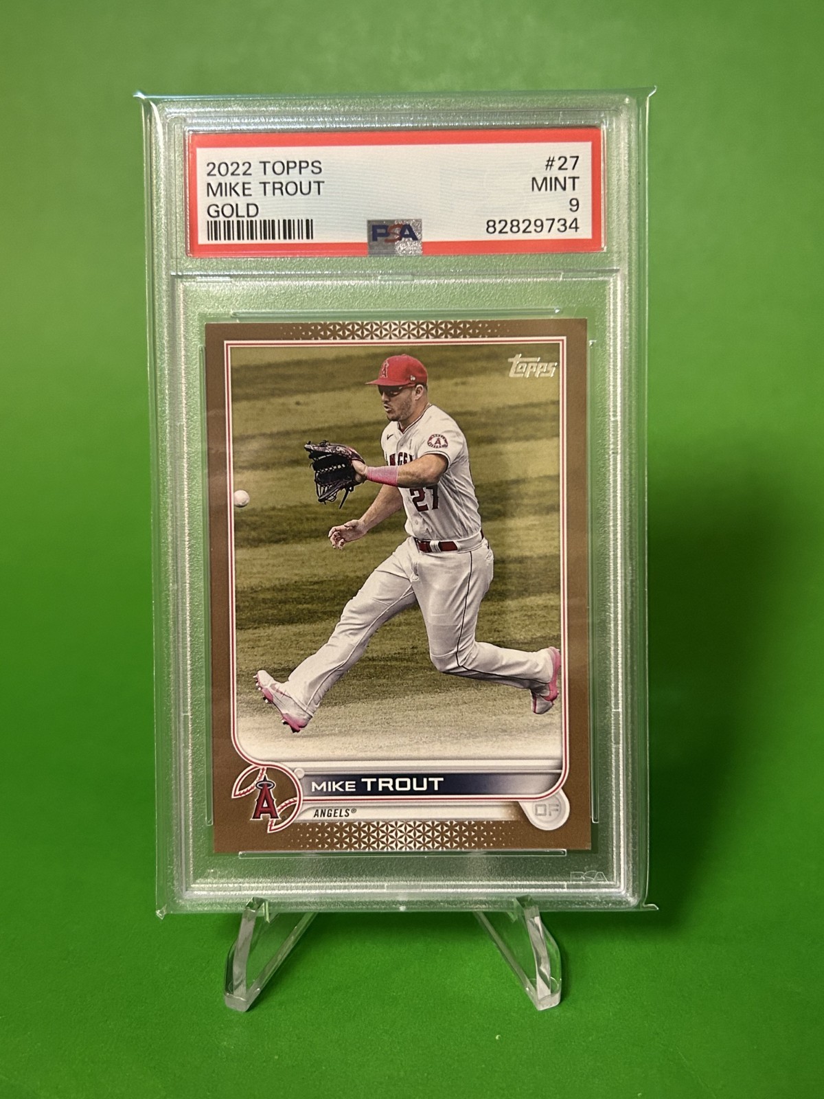 2022 Topps Mike Trout #27 SP Gold #/2022 Angels PSA 9 Mint