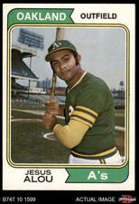 1974 Topps #654 Jesus Alou Outfield Athletics CORRECT COMMON VARIATION 7 - NM