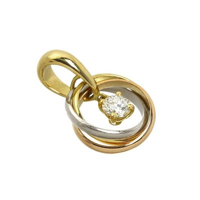 AUTH CARTIER TRINITY DIAMOND PENDANT TOP K18YG/WG/RG 3 COLOR GOLD 750 WOMENS F/S