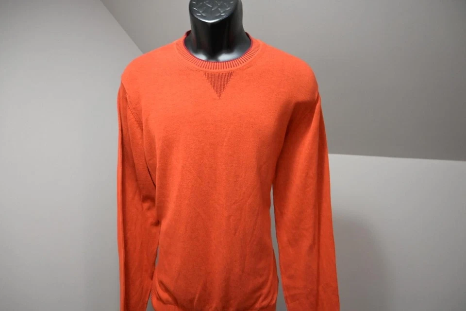 Bobby Jones Crew Neck Pima Pullover Sweater Golf Orange Mens Size Large - Imagem 3 de 4
