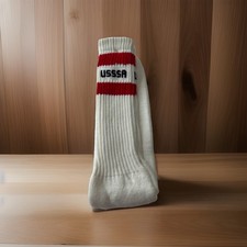 VTG Tube Socks 80's 21 USA Acrylic Orlon USSSA Striped Sports 8-12 Medium Red