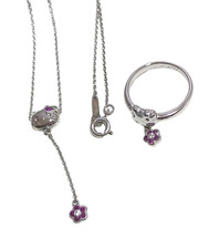 Hello Kitty Necklace Ring Set 925 Silver Rare Limited Edition Souvenir Auth