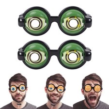 2PCS Funny Glasses for Adults Crazy Eye Glass Googly One Size, 2pcs Green