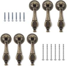 Waziaqoc 6PCS Antique Tear Drop Pulls, Single Hole Pendant Pull, Bronze 