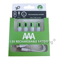 4-Pack USB Rechargeable AAA Lithium 3.7V 220mWh Batteries Type-C Charging Cable 9.92 per battery