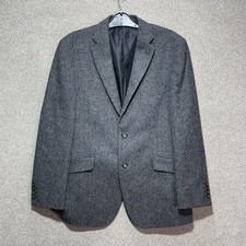 M&S Blazer Mens 42R Charcoal Grey Herringbone Wool Sartorial Moon Jacket