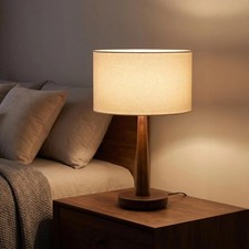 Keazile 18.3 Table Lamp For Living Room Dimmable Modern Walnut Wood Desk Lamps