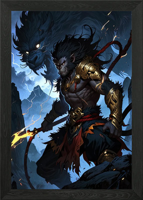 Affenkönig mit Drache Digital Art Gerahmtes Wandbild Poster Leinwanddruck Bild