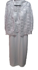 NWT WEDDING DRESS 14 Silver Mother of the Bride Lace Jacket Dress