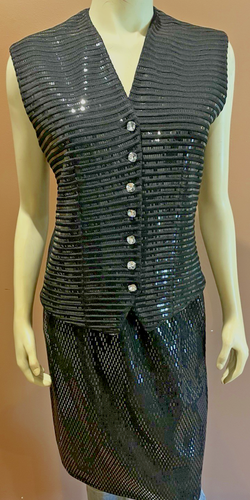 Jupe Longue Plissée Noire St. John Pour Soirée - Taille 8, Occasion Très Bon état, Style élégant