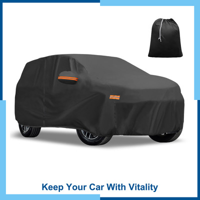 Waterproof 210D-PU Oxford Car Cover for Toyota Highlander with Zipper Black 1Pcs