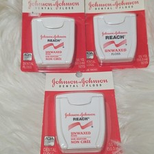 3 Reach Floss Unflavored Unwaxed Johnson Johnson 55 Yard Vintage 1996 New Sealed