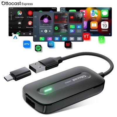 Ottocast 3-in-1 AI BOX Wireless CarPlay/Android Auto Adapter Netflix+YouTube