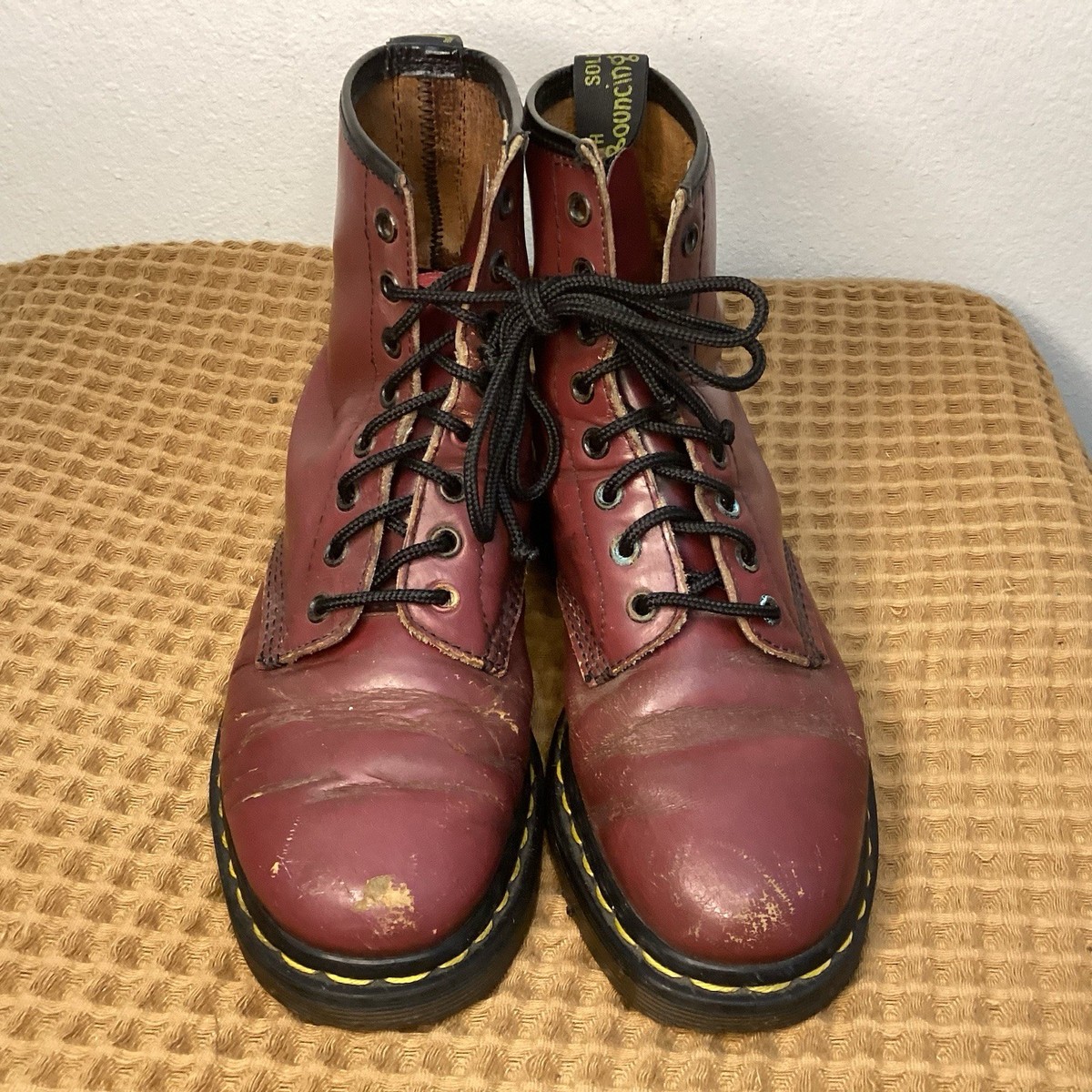 Dr Martens 1460 Cherry Red Leather Lace Up Boots Womens US Sz 8
