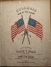 1843 Columbia The Gem of the Ocean Written Composed by David T Shaw Sheet Music