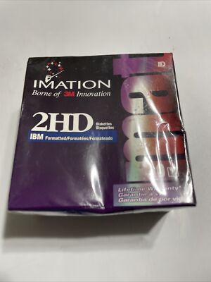 Imation 3.5'' Floppy Disks Diskettes 10 Pack IBM Formatted 1.44MB 2HD New Sealed