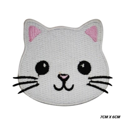 Niedliches gesticktes Katzengesicht Cartoon Bügelbild/Aufnähen Patch Abzeichen Applikation für Kleidung