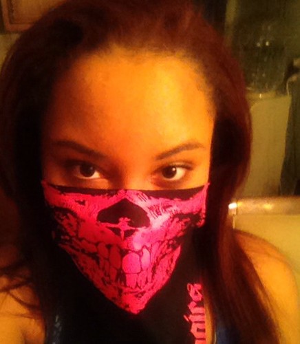 DAYGLOW NEON HOT PINK SKULL-FACE BLACK BANDANA DUBSTEP RAVE BLACK LIGHT PARTY - Picture 12 of 12