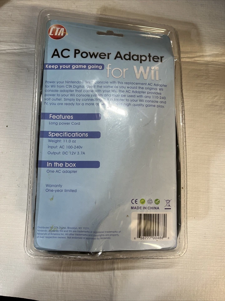 AC Power Adapter For Wii NOS in packaging - Image 3 of 4