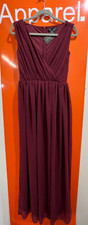 🔥Dorothy Perkins V Neck Chiffon Maxi Dress, Merlot, NEW, Size 6, RRP £75, B85