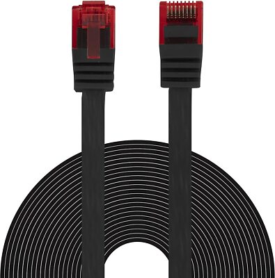 2m CAT 5e Patchkabel Flachkabel LAN Netzwerkkabel schwarz RJ45 Flachband DSL