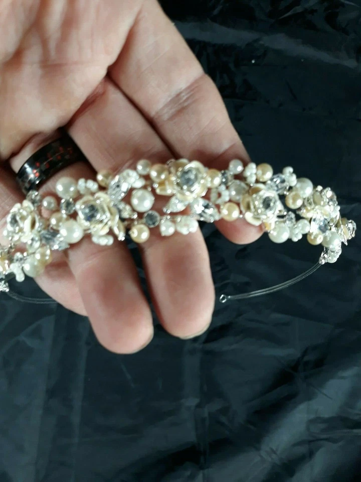 Винтажные свадебные стразы и жемчуг Davids коллекция тиара обруч для волос Ven #1234 - Изображение 3 из 4