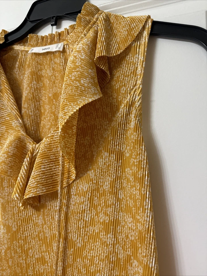 MNG 芒果衬衫花卉黄色背心 S 码 — 第 4/4 张图片