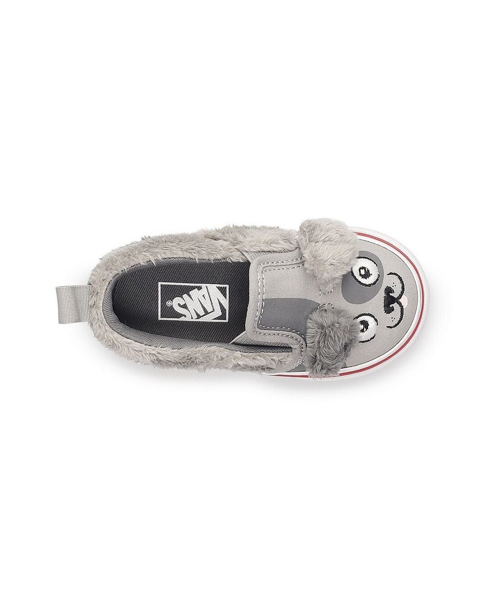 Vans Asher V Toddler Kids 2T Slip On Shoes Cute Grey Dog