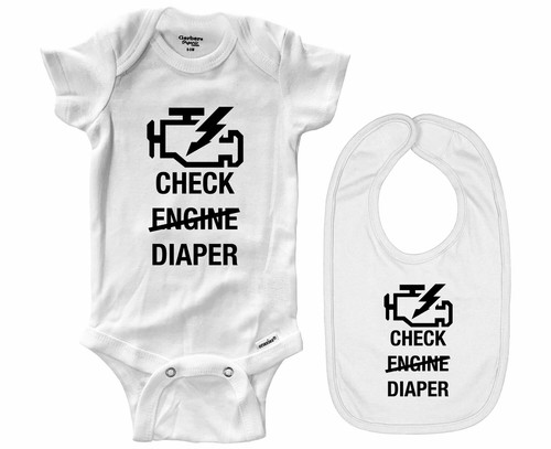 Baby Bodysuit One-Piece Infant Romper Funny Check Diaper gift shower Car Racing - Picture 5 of 5