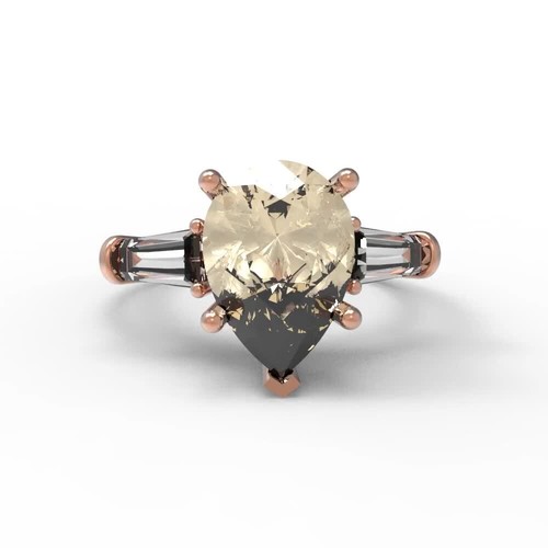 2.5Ct Pear Cut Natural Morganite Three Stone Engagement Ring, 14K Rose Gold - Video 1 of 1