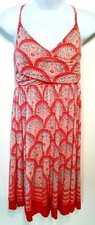Elle Dress size XS Sleeveless Stretch Spaghetti Strap Sundress Orange Mulitcolor