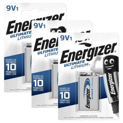 3 x Energizer Ultimate Lithium Batterie 9V Blockbatterie 4LR61 für Rauchmelder