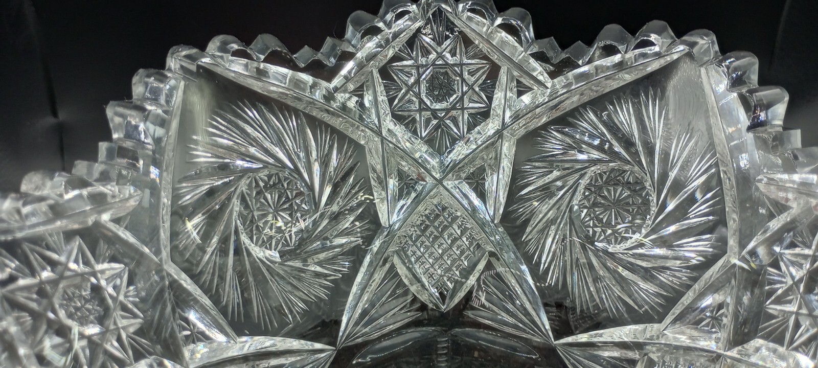 Antique American Brilliant Period Cut Glass Punch Bowl**BASE ONLY** 4-7/8" hi.  