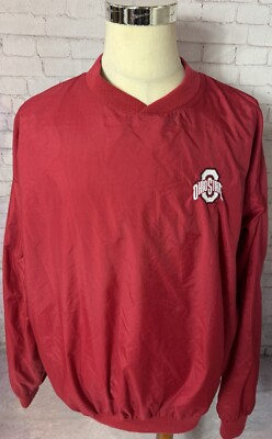 Ohio State Buckeyes Pull Over Red Jacket V-neck Mens Size XL Windbreaker