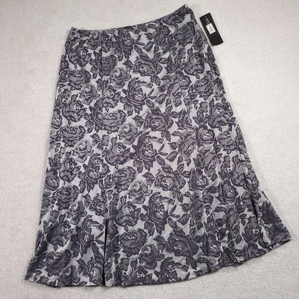 复古 Jones New York Studio 针织拉弹力腰中裙女式 L 花卉 — 第 2/4 张图片